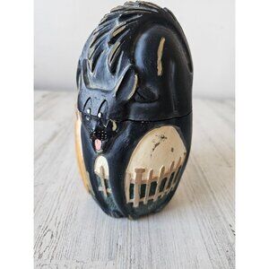 Halloween cat container canister unique shabby chic black pumpkin decor